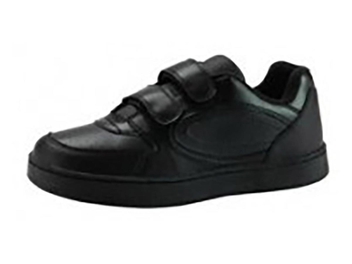 Black Leather Cross Training Shoes With Double Velcro Straps - SWS Group